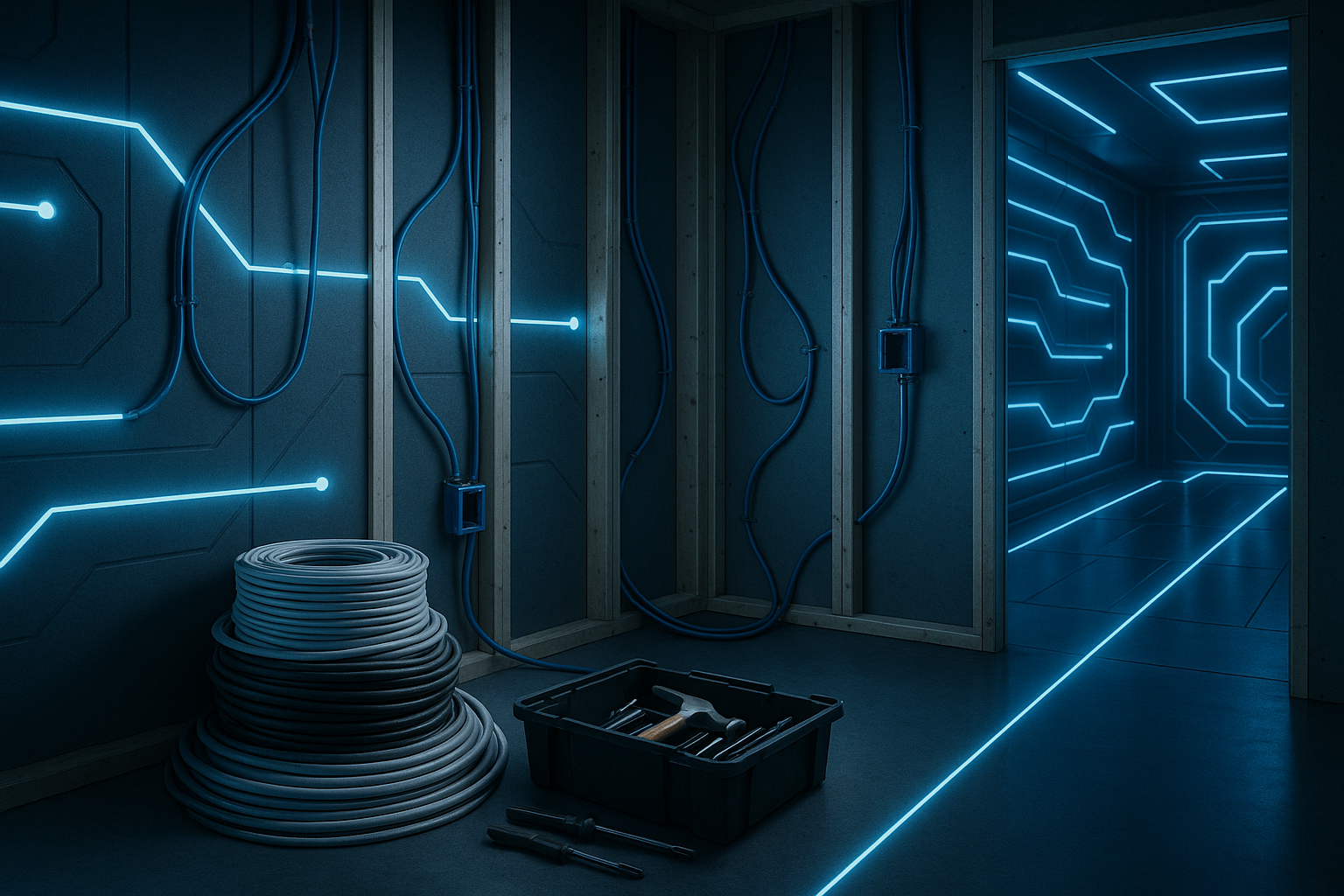 Structured wiring panel neatly organized